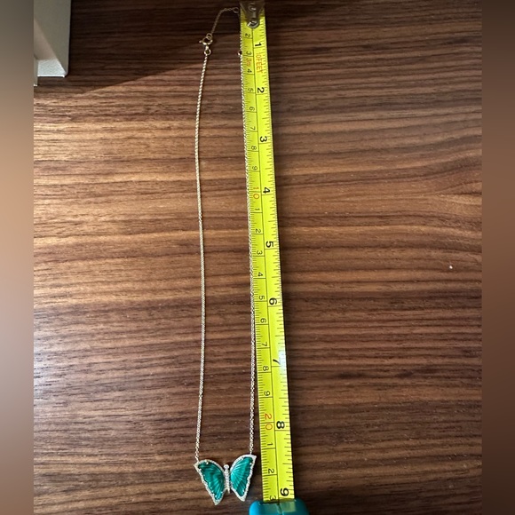 Luna Skye 14k Gold & Diamond Malachite baby butterfly necklace. - Picture 13 of 15